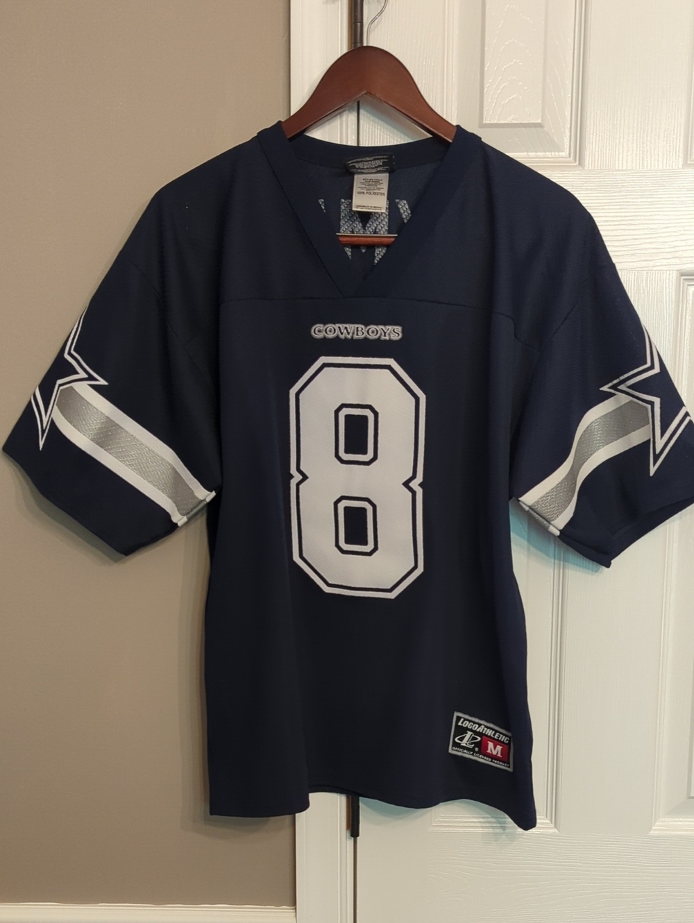 Vintage Cowboys Navy and White #8 Aikman Football Jersey 90s NFL